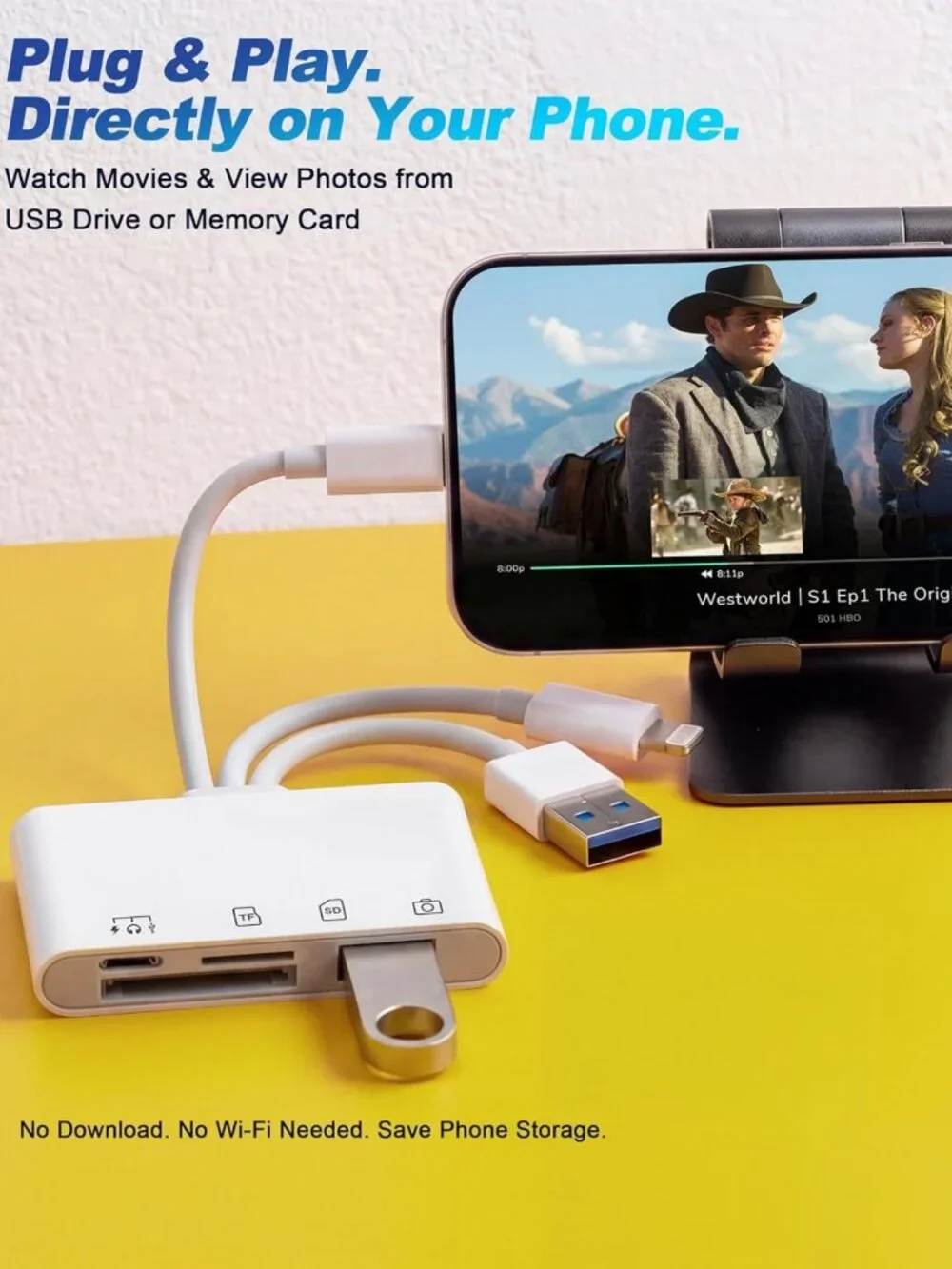 4-in-1 USB Flash Drive Adapter for iPhone & iPad - OTG, SD/Micro SD Slots